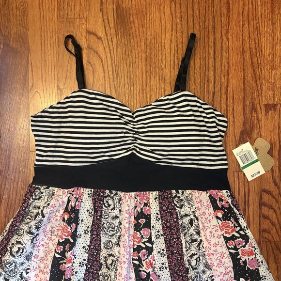 GRANE Boho Floral & Stripe Colorblock Sundress- Size L NWT - Picture 3 of 6